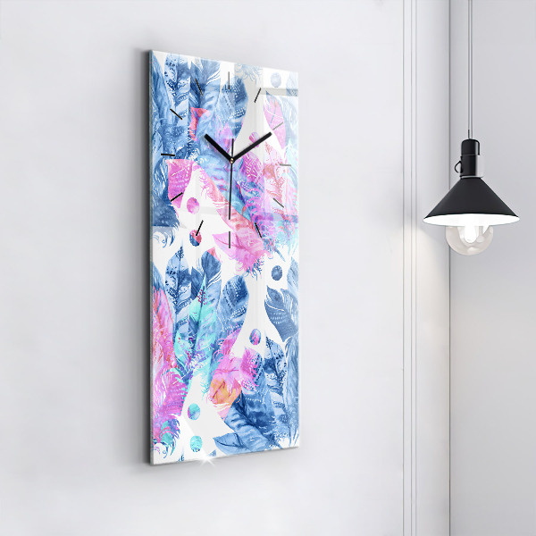 Vertical wall clock Colorful feathers