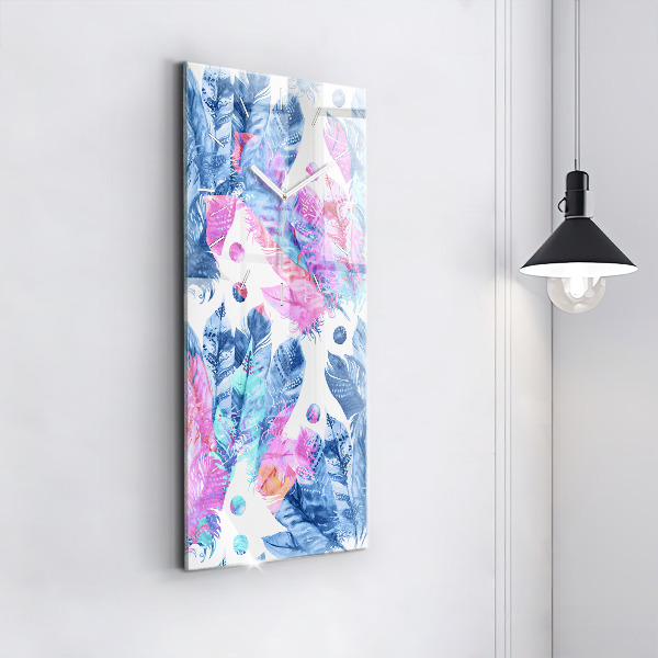 Vertical wall clock Colorful feathers