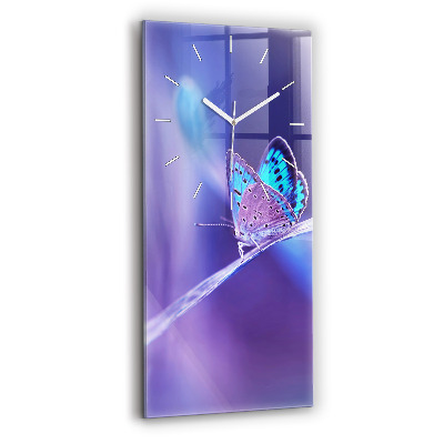 Vertical wall clock Butterfly on the grass