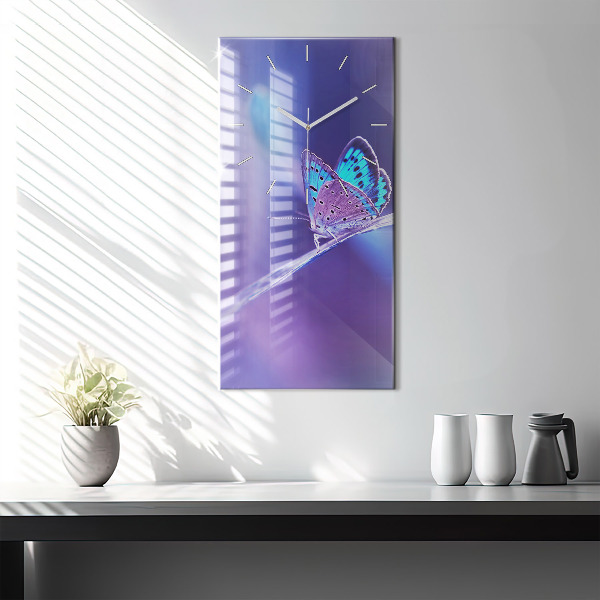 Vertical wall clock Butterfly on the grass