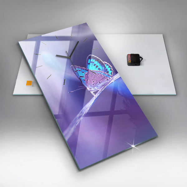 Vertical wall clock Butterfly on the grass