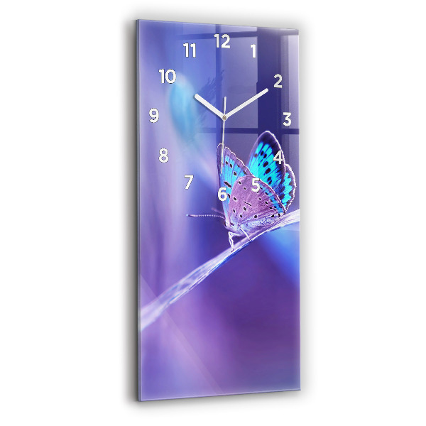 Vertical wall clock Butterfly on the grass