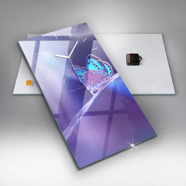 Vertical wall clock Butterfly on the grass