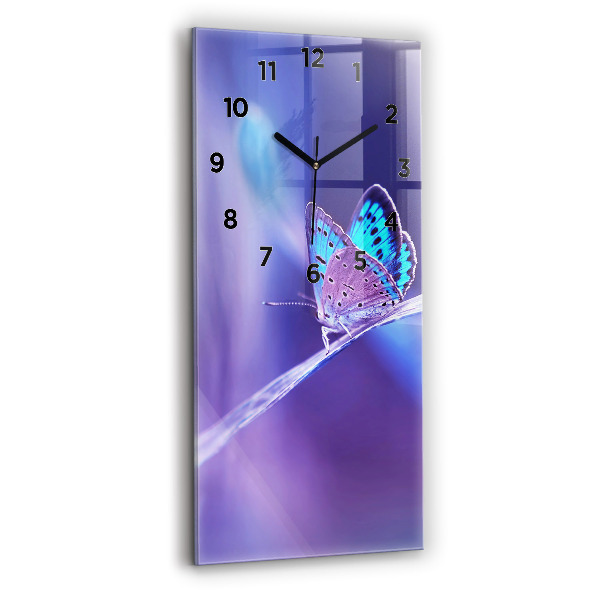 Vertical wall clock Butterfly on the grass