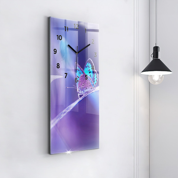 Vertical wall clock Butterfly on the grass