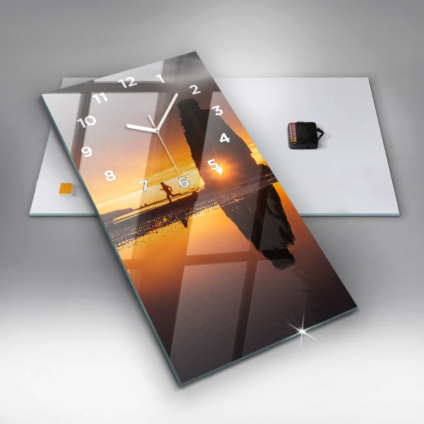 Vertical wall clock Runner and sunset