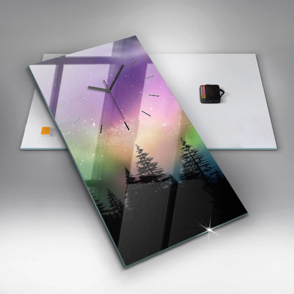 Vertical wall clock Northern lights
