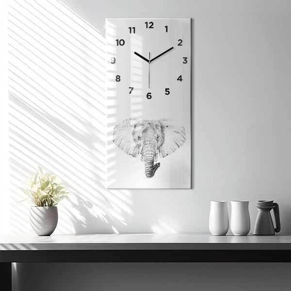 Vertical wall clock Graphic elephant head