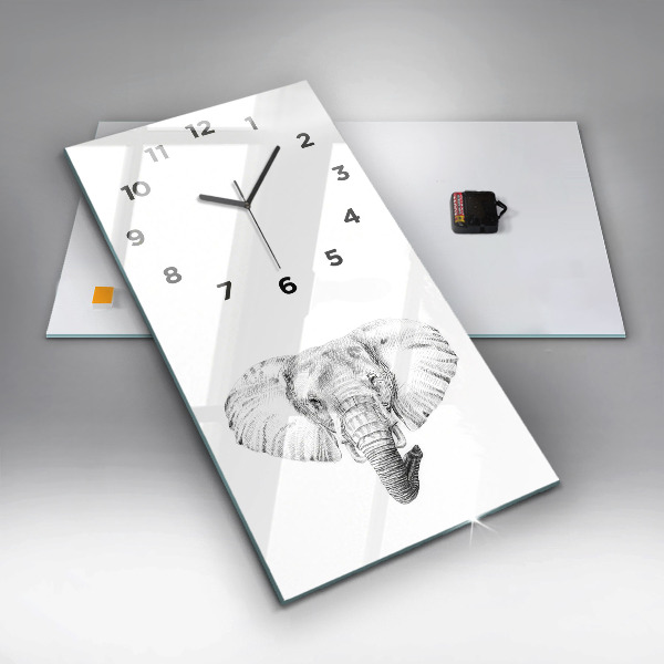 Vertical wall clock Graphic elephant head