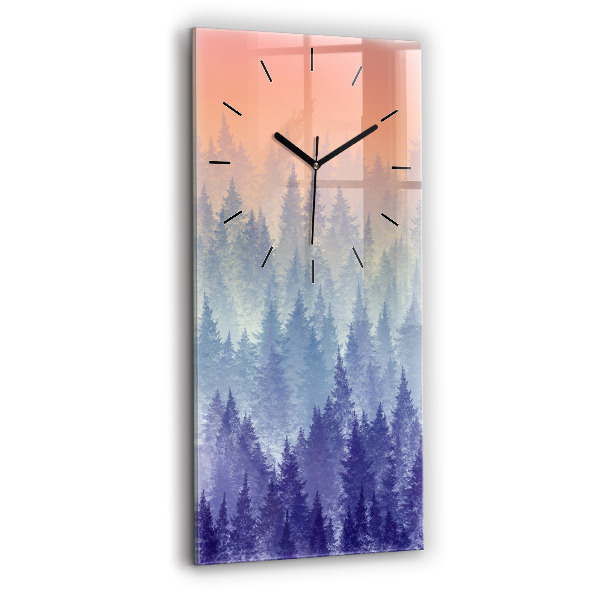 Vertical wall clock Forest in the fog