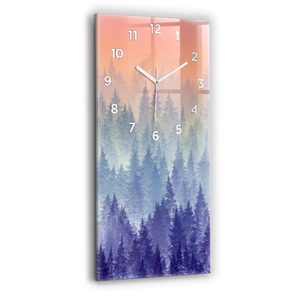 Vertical wall clock Forest in the fog