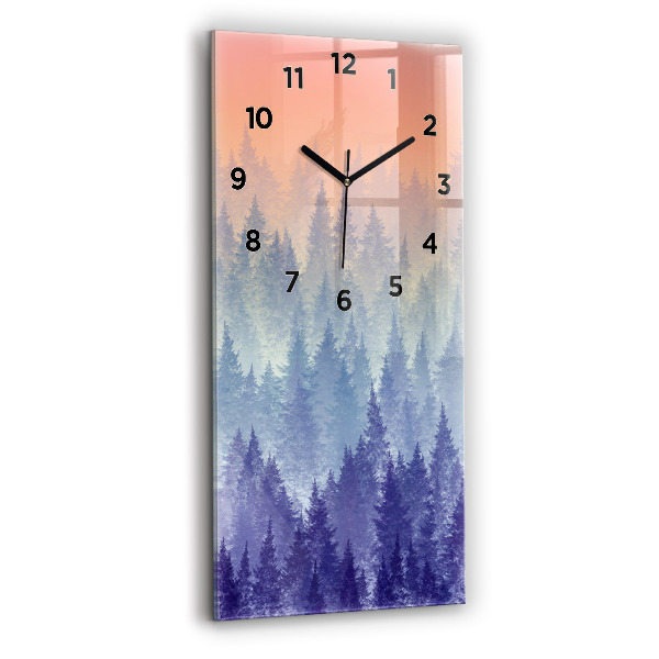 Vertical wall clock Forest in the fog