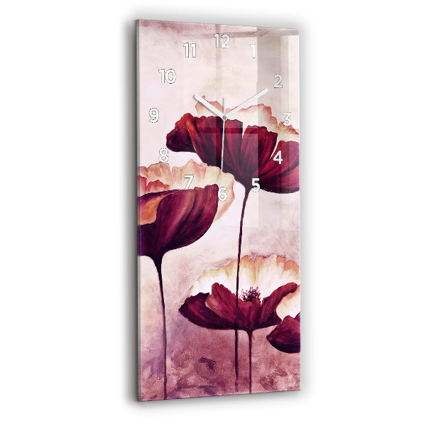 Vertical wall clock Blooming poppies