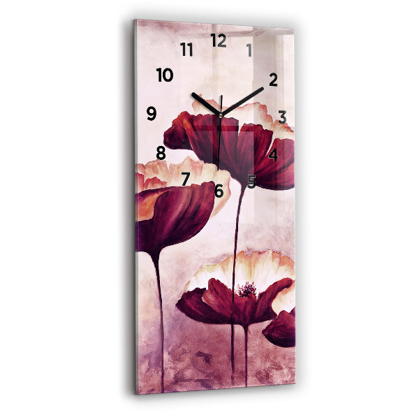 Vertical wall clock Blooming poppies