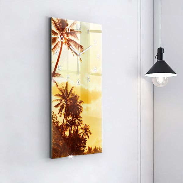 Vertical wall clock Sunny palm trees