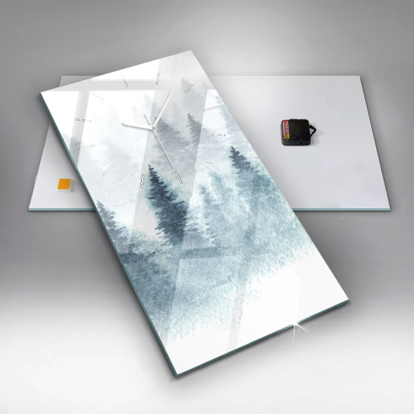 Vertical wall clock Winter forest