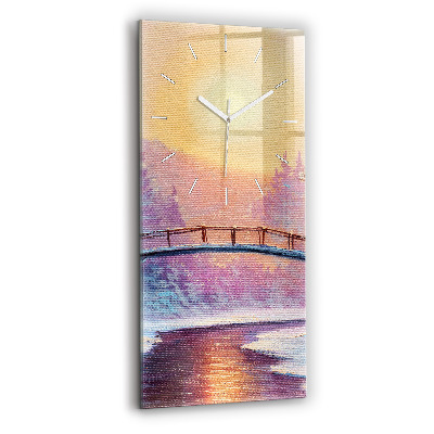Vertical wall clock Christmas tree and bridge