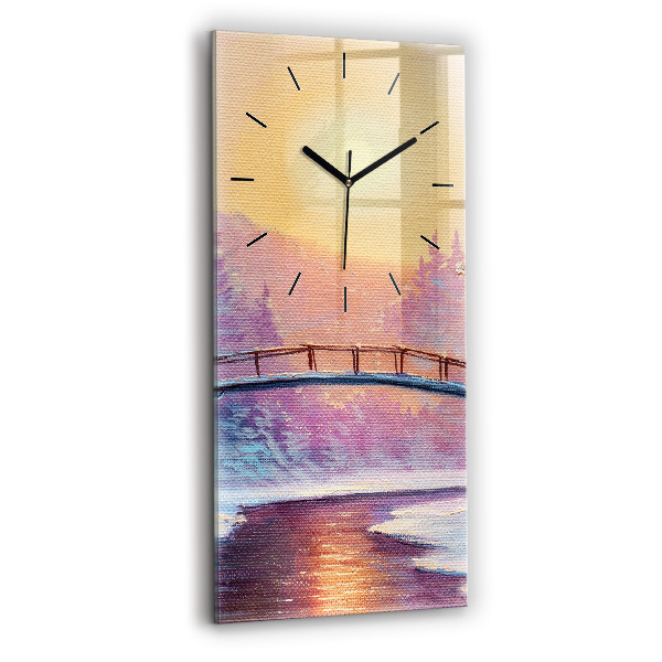 Vertical wall clock Christmas tree and bridge