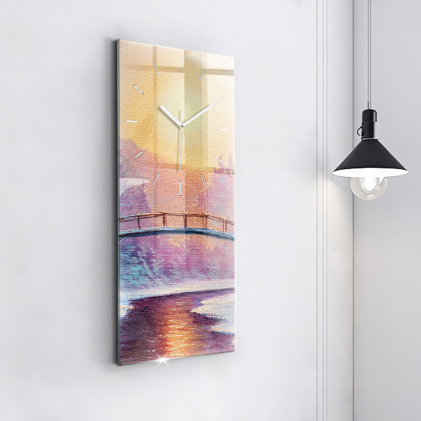 Vertical wall clock Christmas tree and bridge