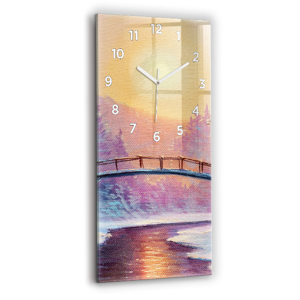 Vertical wall clock Christmas tree and bridge