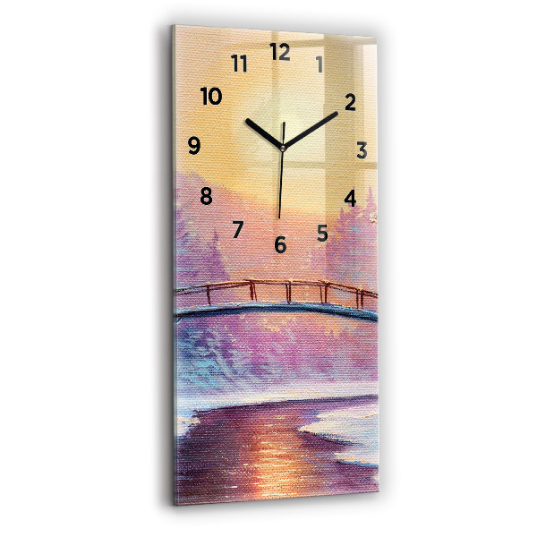 Vertical wall clock Christmas tree and bridge