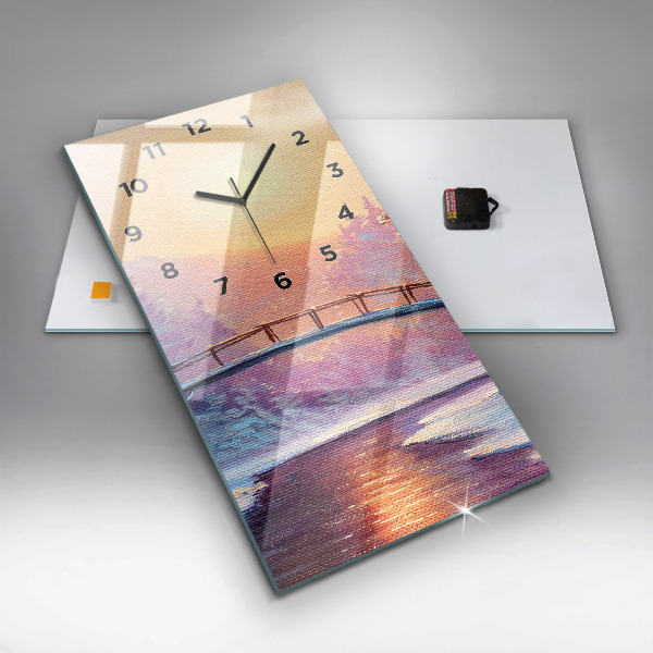 Vertical wall clock Christmas tree and bridge