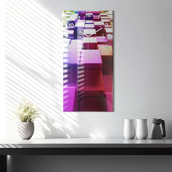 Vertical wall clock Colored cubes