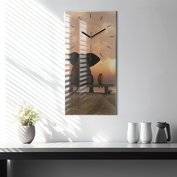 Vertical wall clock Animals and sunset