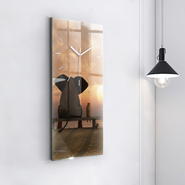 Vertical wall clock Animals and sunset