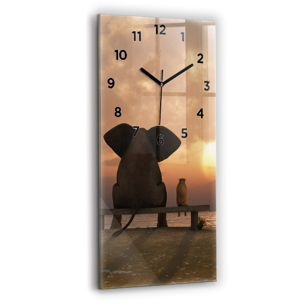 Vertical wall clock Animals and sunset