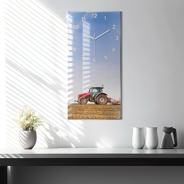 Vertical wall clock Farmer on a tractor