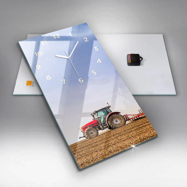 Vertical wall clock Farmer on a tractor