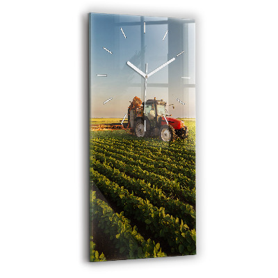 Vertical wall clock Tractor in a farm field