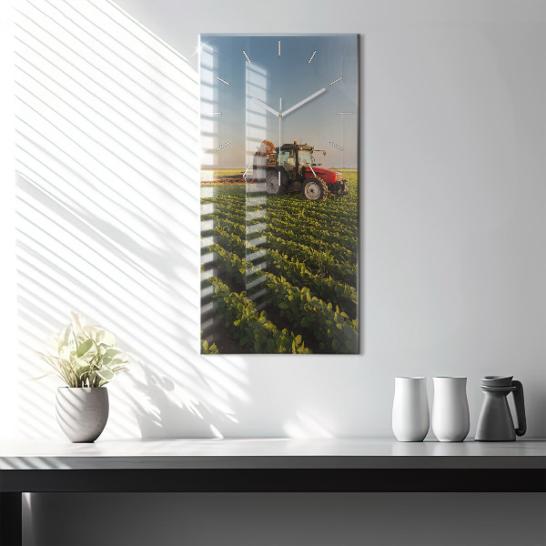 Vertical wall clock Tractor in a farm field
