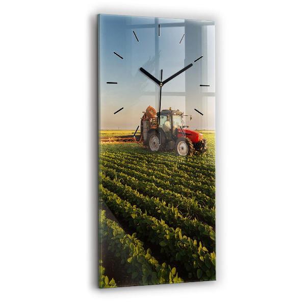 Vertical wall clock Tractor in a farm field