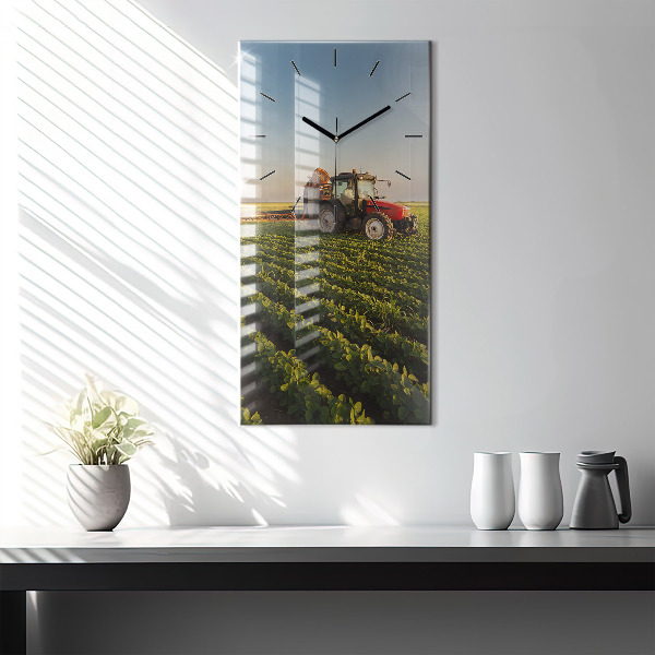 Vertical wall clock Tractor in a farm field