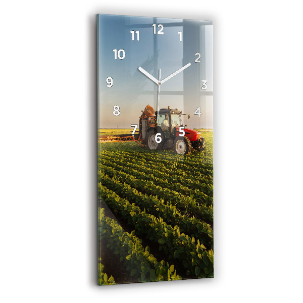Vertical wall clock Tractor in a farm field
