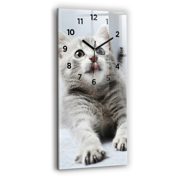Vertical wall clock Cat on the couch