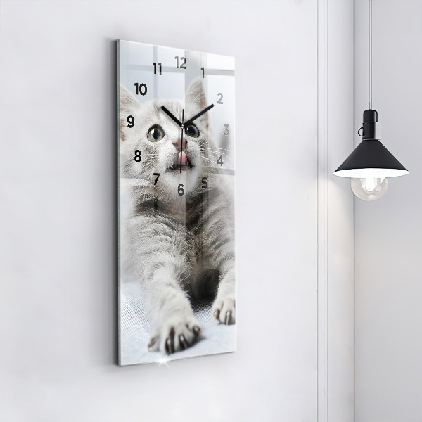Vertical wall clock Cat on the couch
