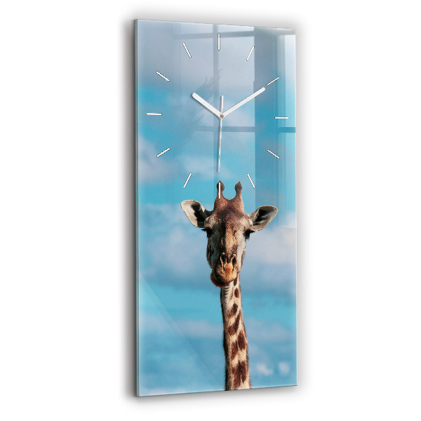 Vertical wall clock Giraffe head against the sky