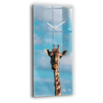 Vertical wall clock Giraffe head against the sky