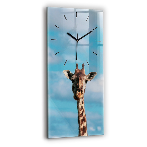 Vertical wall clock Giraffe head against the sky