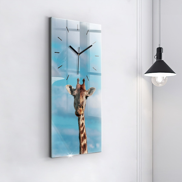 Vertical wall clock Giraffe head against the sky