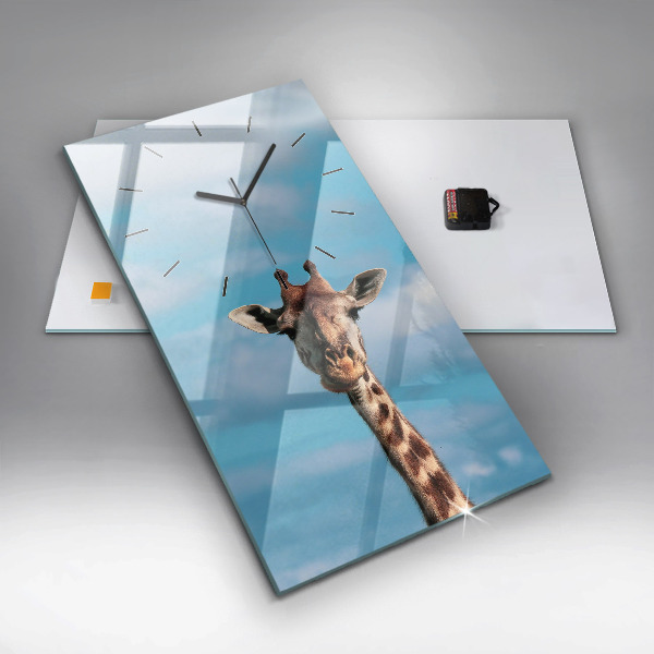Vertical wall clock Giraffe head against the sky