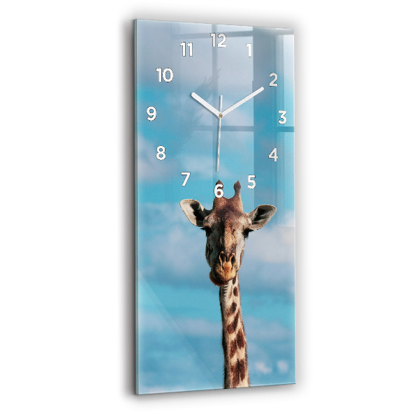 Vertical wall clock Giraffe head against the sky