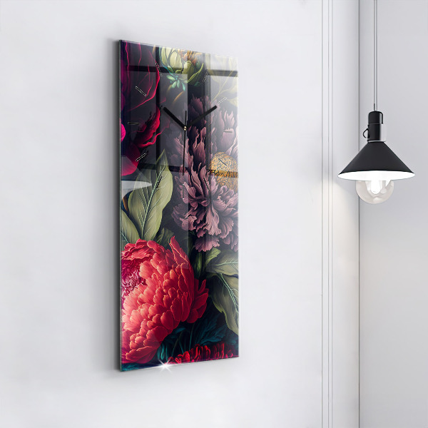 Vertical wall clock Vintage flower bouquet