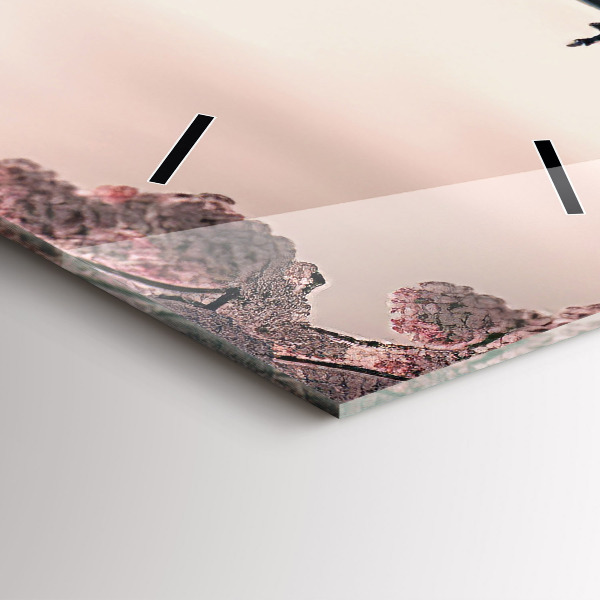 Vertical wall clock Tower and flowers in Asia