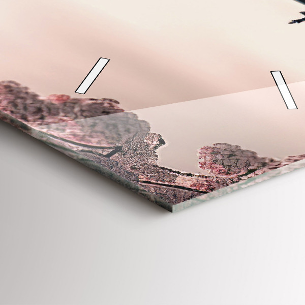 Vertical wall clock Tower and flowers in Asia