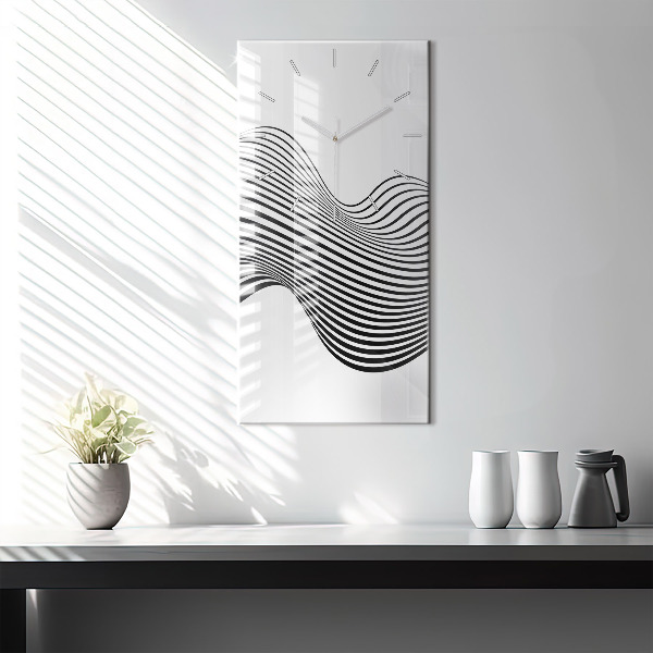 Vertical wall clock Black and white art