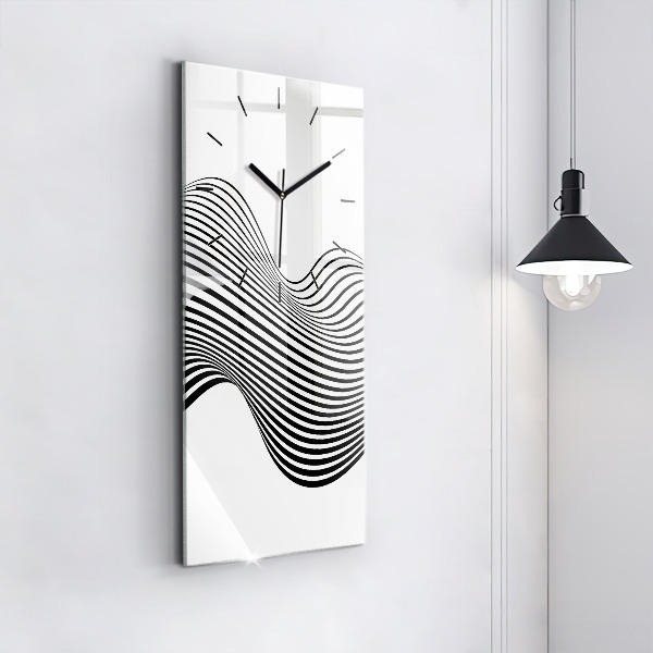 Vertical wall clock Black and white art